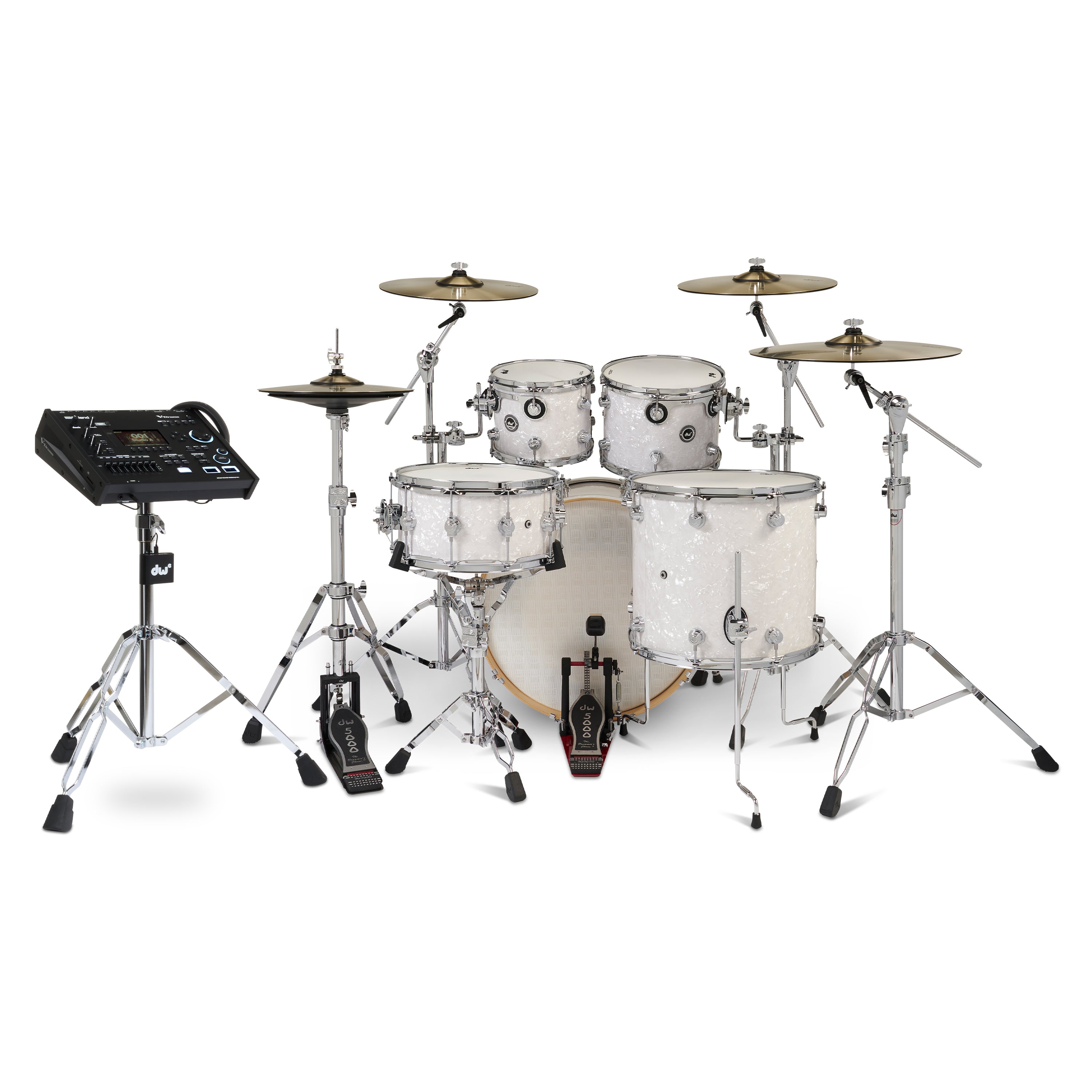 Drum Workshop DWe 5pc Kit with V71 Module and DWe Cymbals - White Marine Pearl, View 2