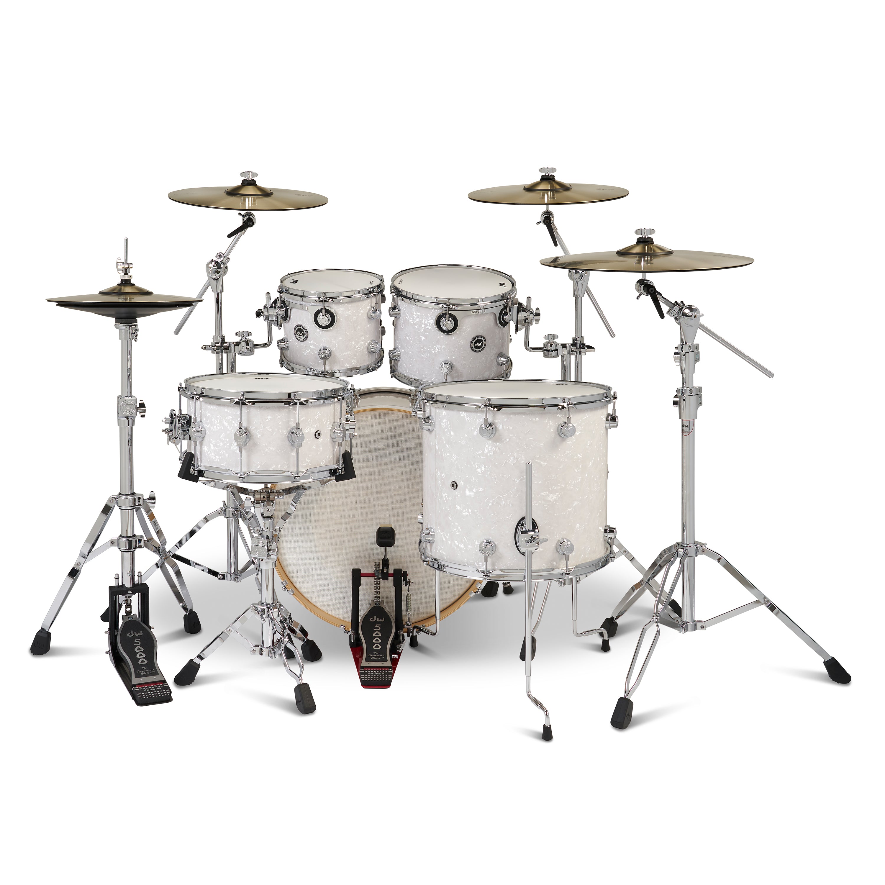 Drum Workshop DEKTFP05TBWMCP DWe 5-Piece, White Marine Pearl COMPLETE DRUM KIT - View 1