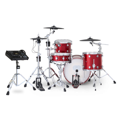 Drum Workshop DWe 4pc Kit with V71 Module and Roland Cymbals - Black Cherry Metallic