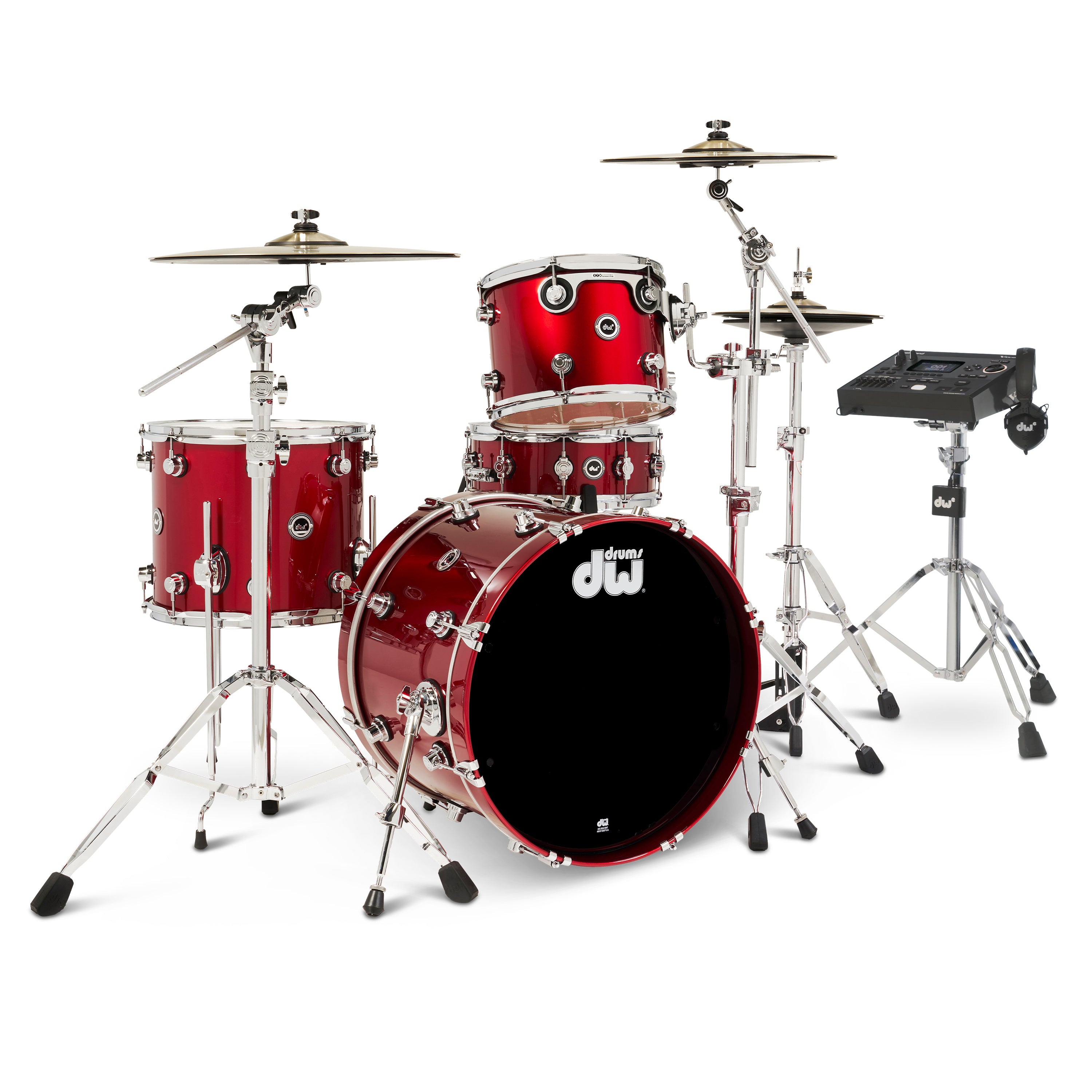 Drum Workshop DWe 4pc Kit with V51 Module and DWe Cymbals -  Black Cherry Metallic, View 1