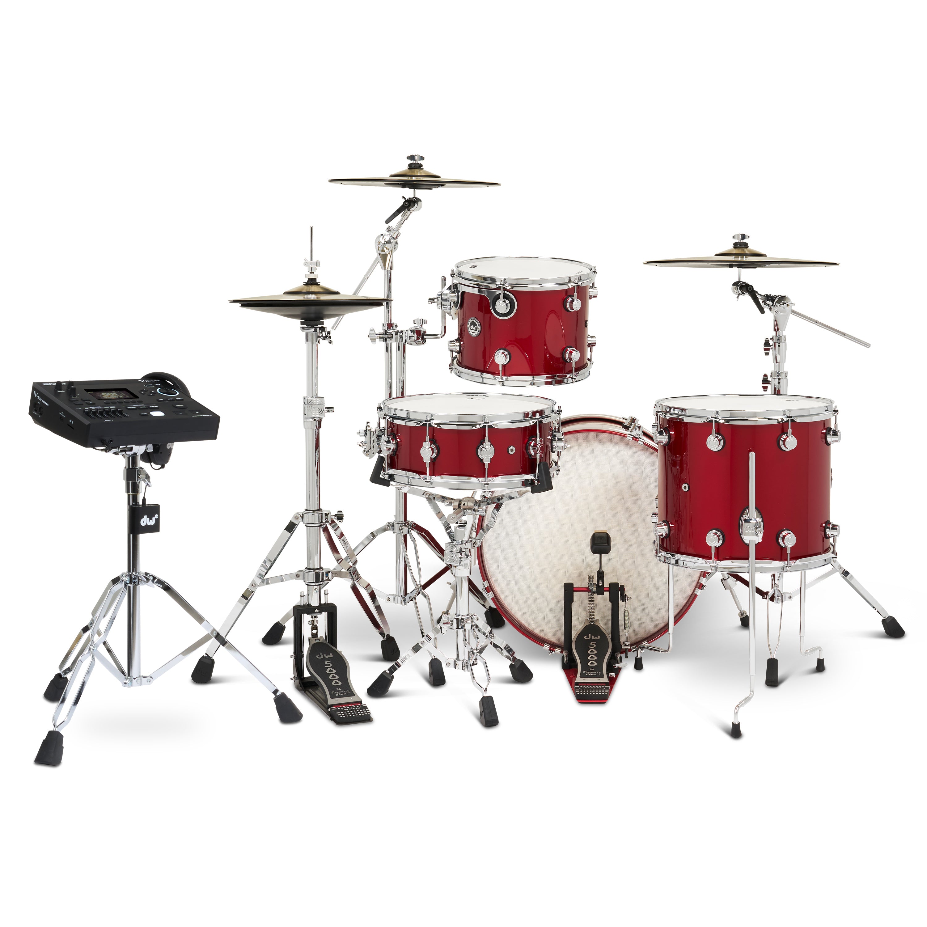 Drum Workshop DWe 4pc Kit with V51 Module and DWe Cymbals -  Black Cherry Metallic, View 2