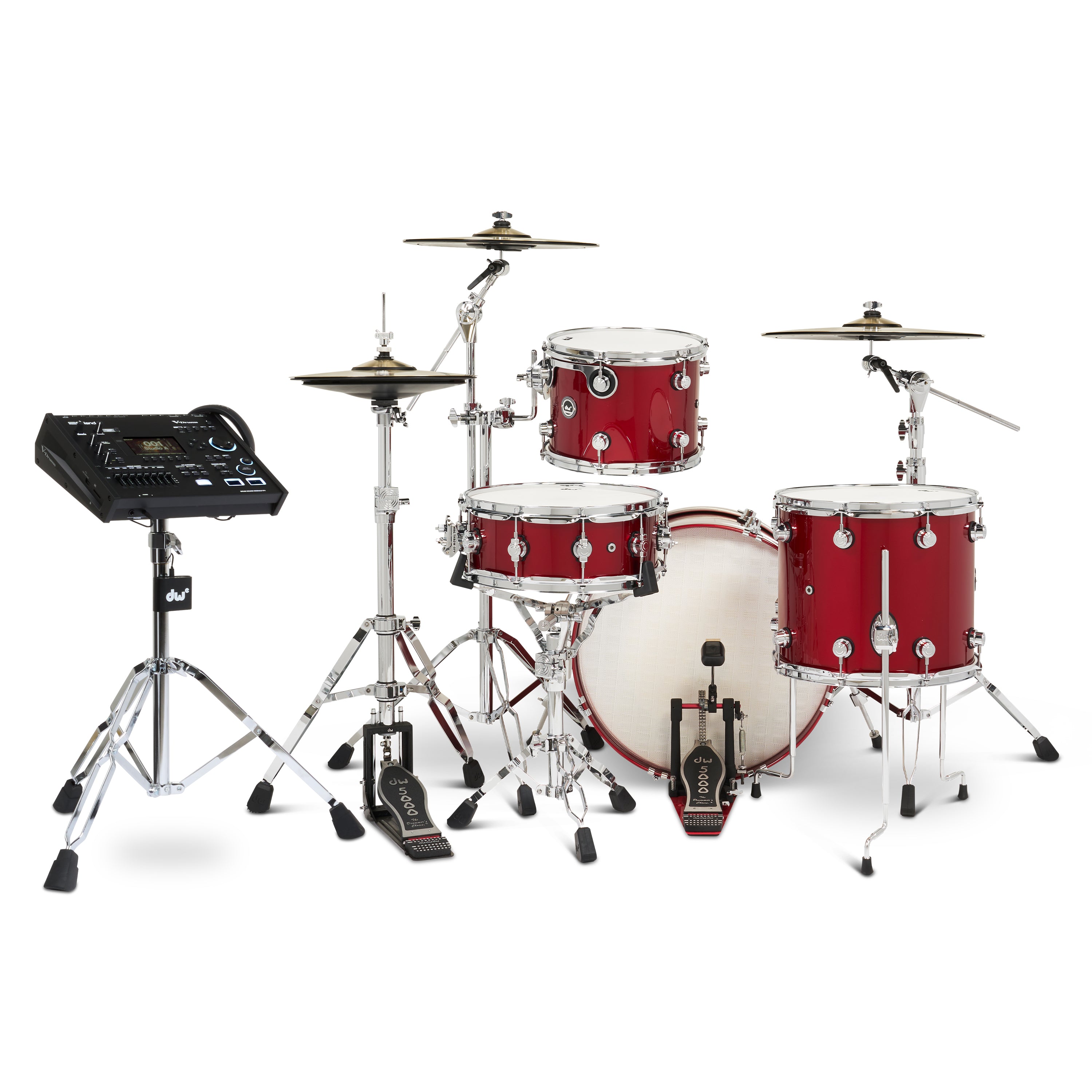 Drum Workshop DWe 4pc Kit with V71 Module and DWe Cymbals - Black Cherry Metallic, View 2