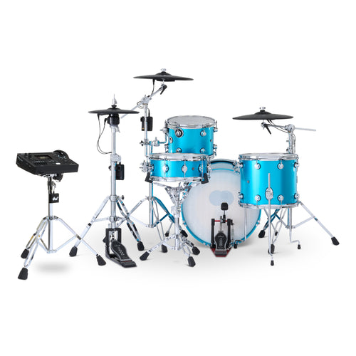 Drum Workshop DWe 4pc Kit with V51 Module and Roland Cymbals - Laser Blue Metallic, View 2
