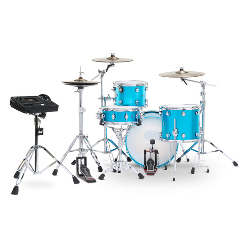 Drum Workshop DWe 4pc Kit with V51 Module and DWe Cymbals - Laser Blue Metallic, View 2