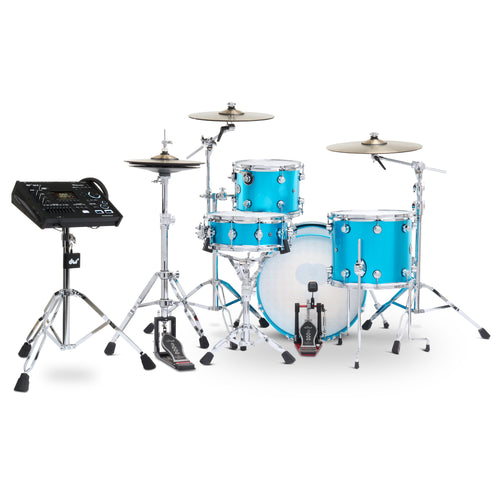 Drum Workshop DWe 4pc Kit with V71 Module and DWe Cymbals - Laser Blue Metallic, View 2
