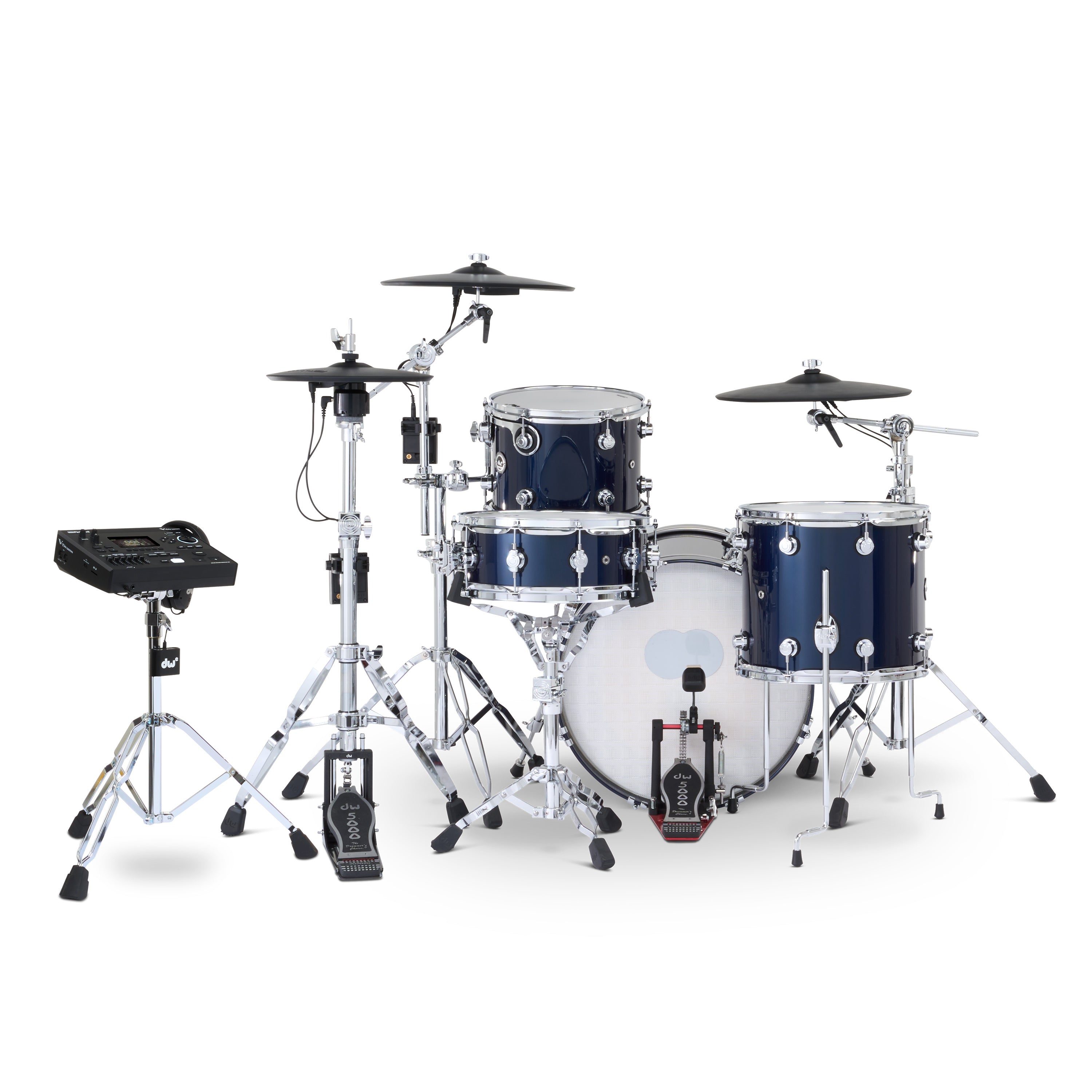 Drum Workshop DWe 4pc Kit with V51 Module and Roland Cymbals - Midnight Blue Metallic, View 2