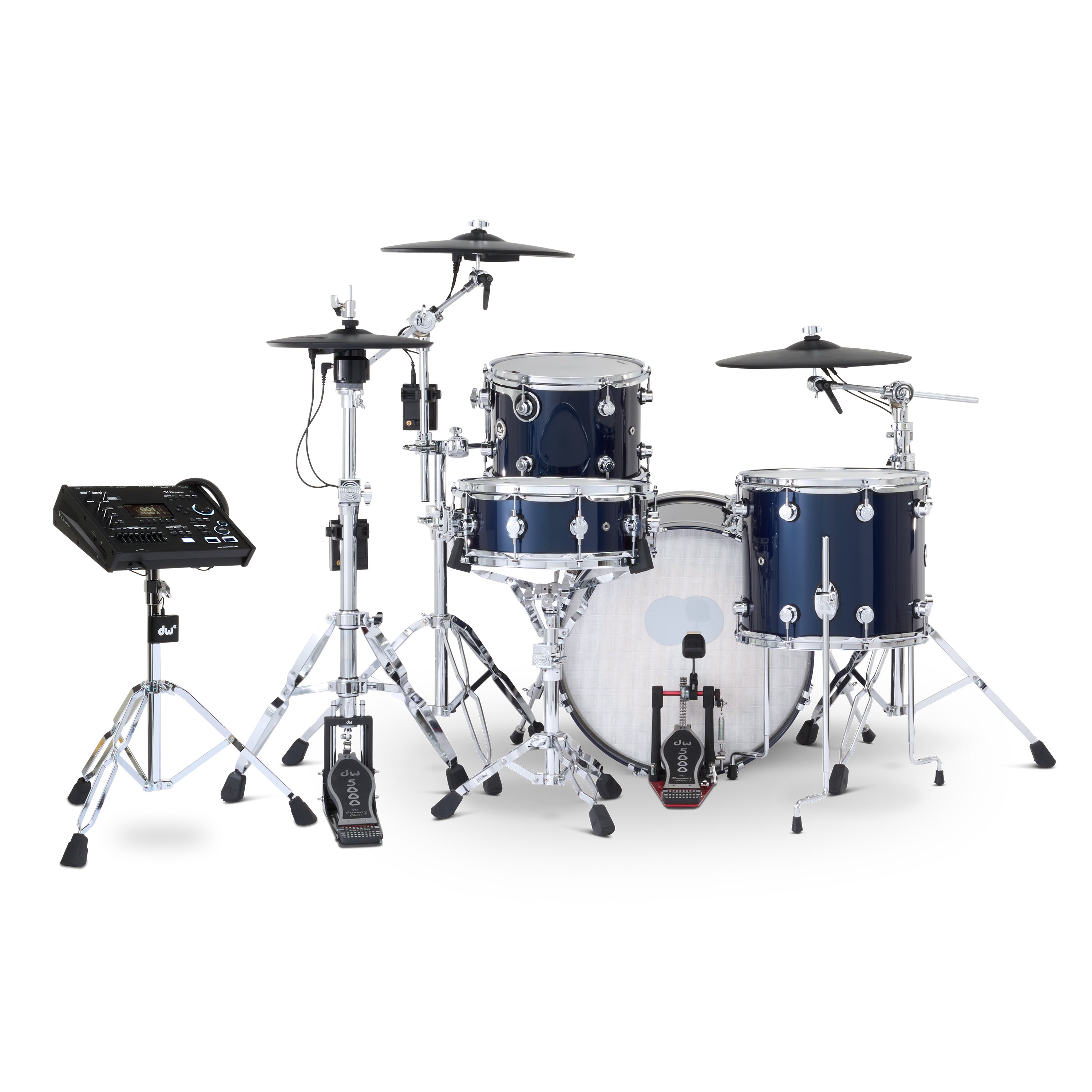 Drum Workshop DWe 4pc Kit with V71 Module and Roland Cymbals - Midnight Blue Metallic, View 2