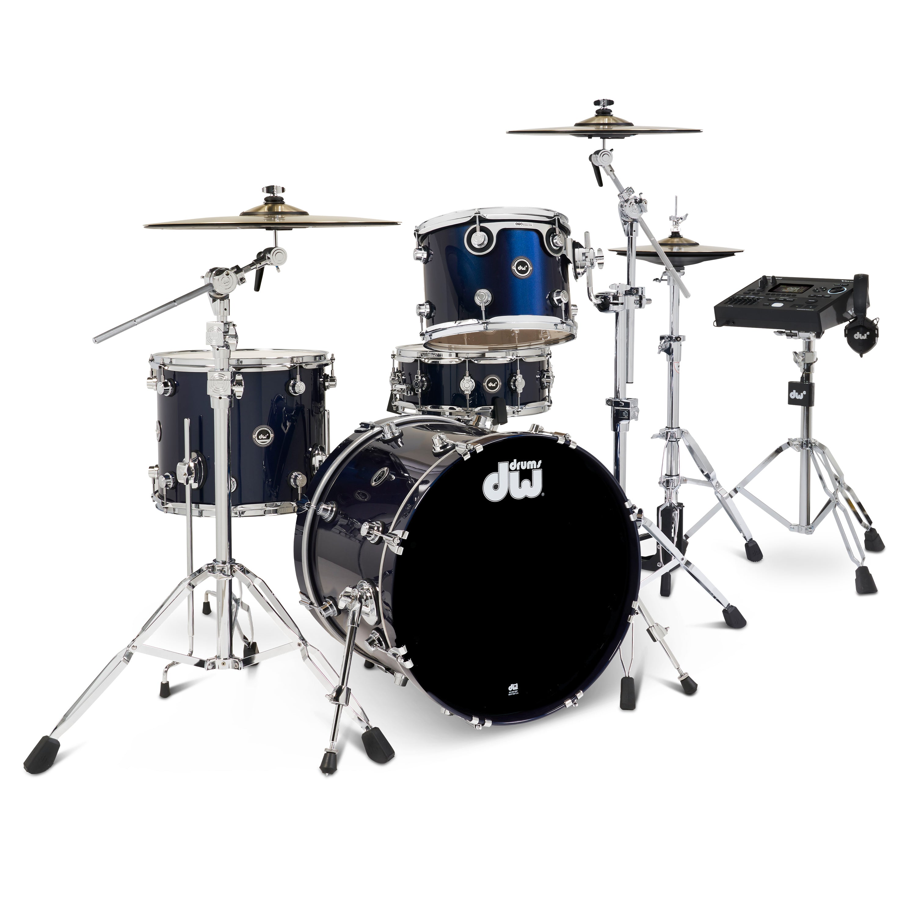 Drum Workshop DWe 4pc Kit with V51 Module and DWe Cymbals - Midnight Blue Metallic, View 1