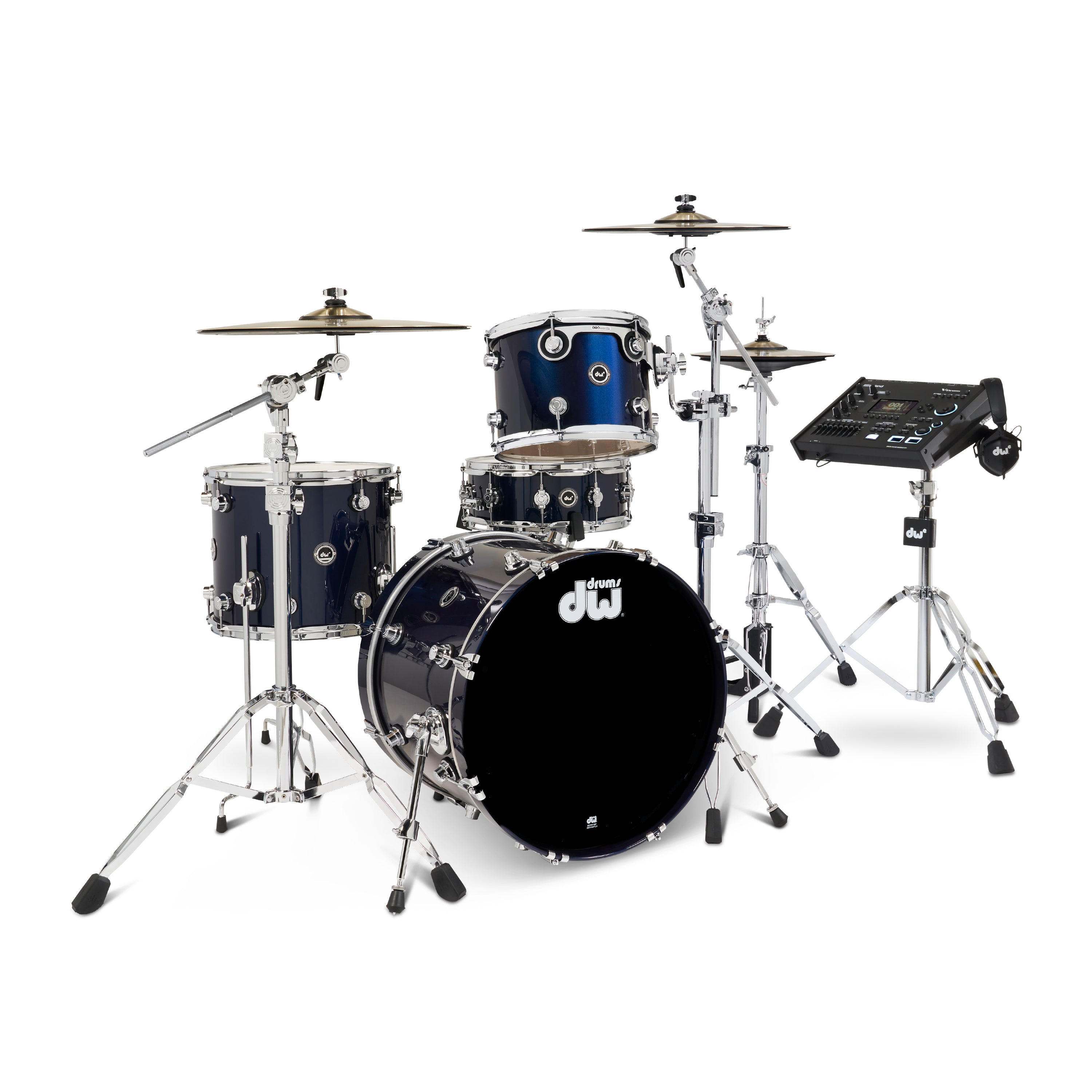 Drum Workshop DWe 4pc Kit with V71 Module and DWe Cymbals - Midnight Blue Metallic