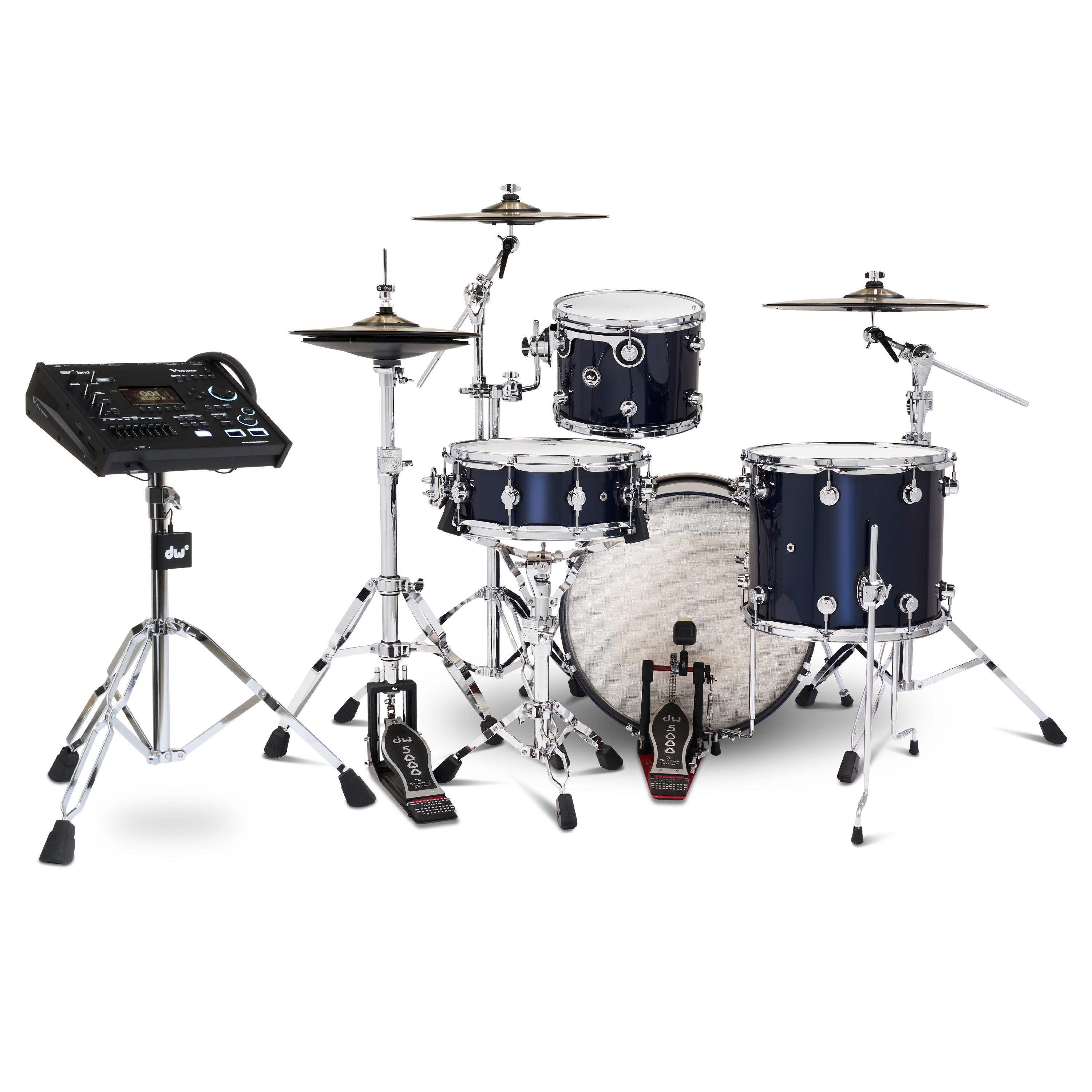 Drum Workshop DWe 4pc Kit with V71 Module and DWe Cymbals - Midnight Blue Metallic