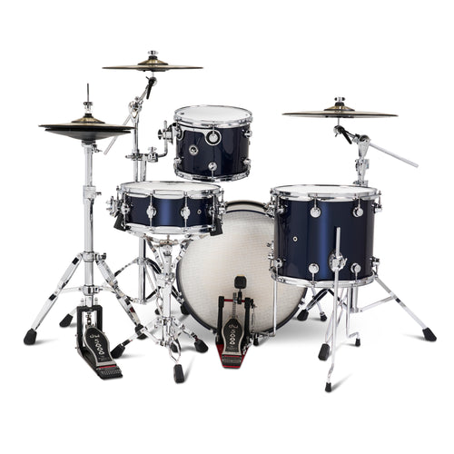 Drum Workshop DEKTLC04TAMBMCP DWe 4-Piece, Midnight Blue Metallic COMPLETE DRUM KIT - View 1