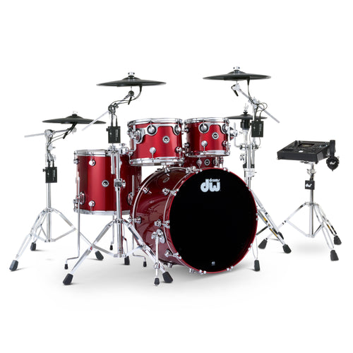 Drum Workshop DWe 5pc Kit with V51 Module and Roland Cymbals - Black Cherry Metallic