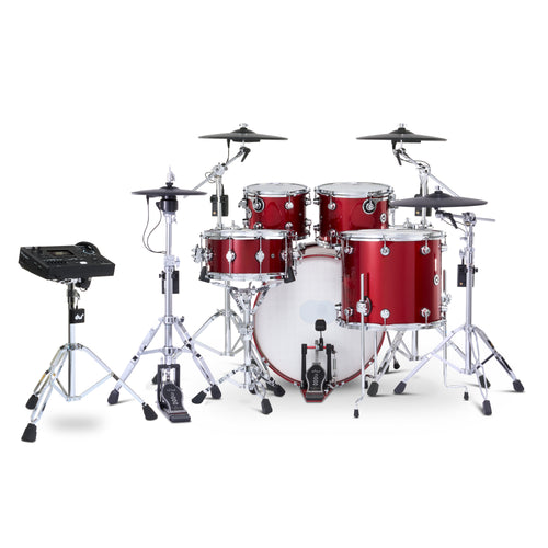 Drum Workshop DWe 5pc Kit with V51 Module and Roland Cymbals - Black Cherry Metallic