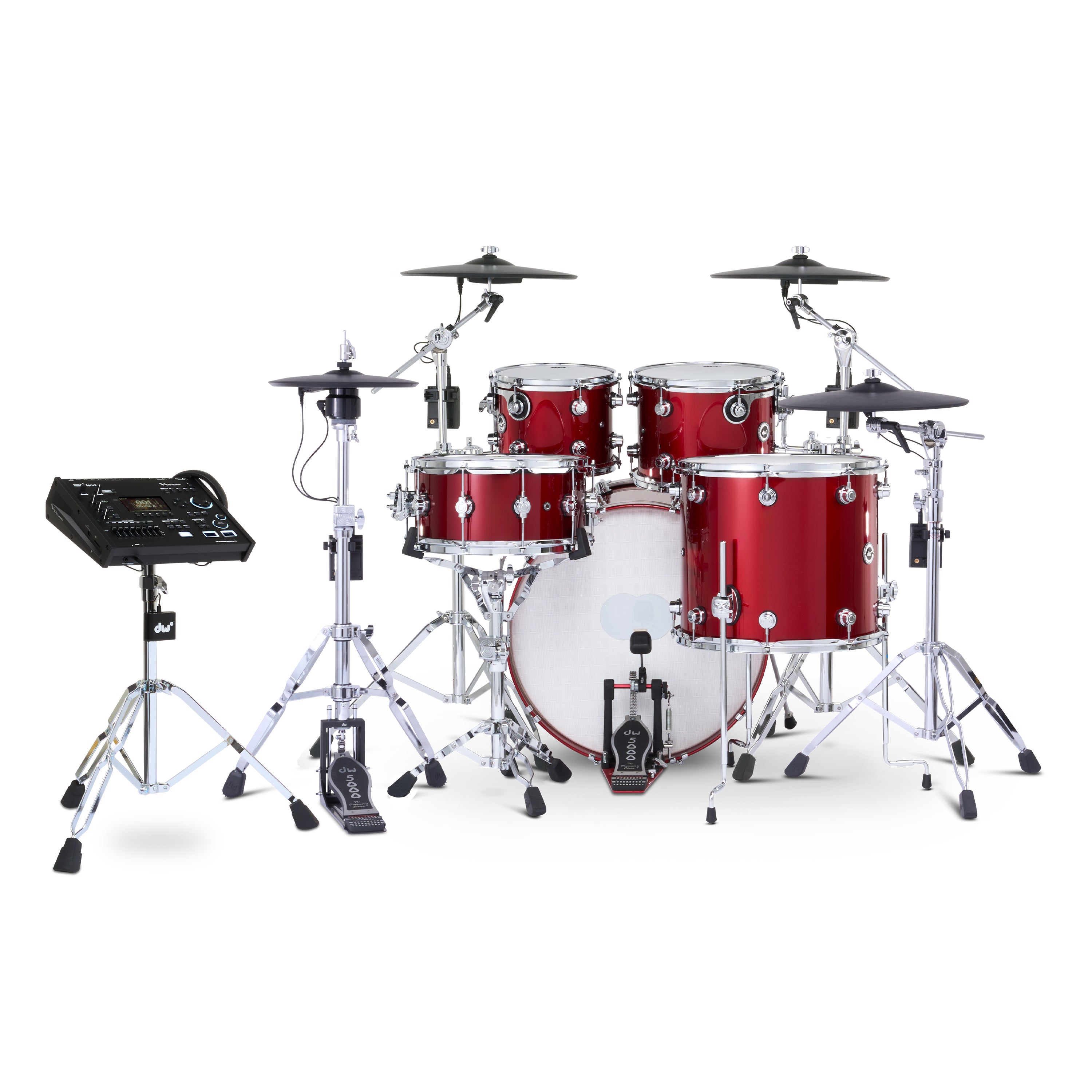 Drum Workshop DWe 5pc Kit with V71 Module and Roland Cymbals - Black Cherry Metallic, View 2