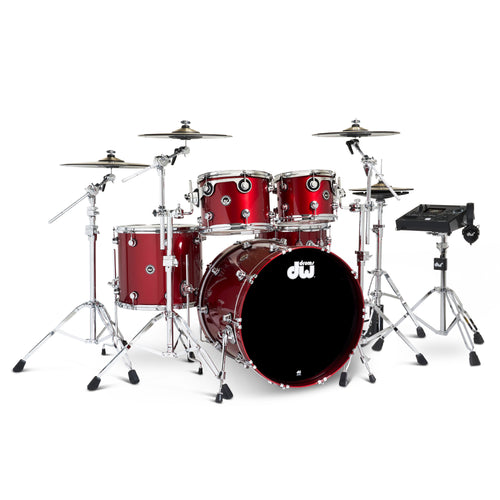 Drum Workshop DWe 5pc Kit with V51 Module and DWe Cymbals - Black Cherry Metallic, View 1