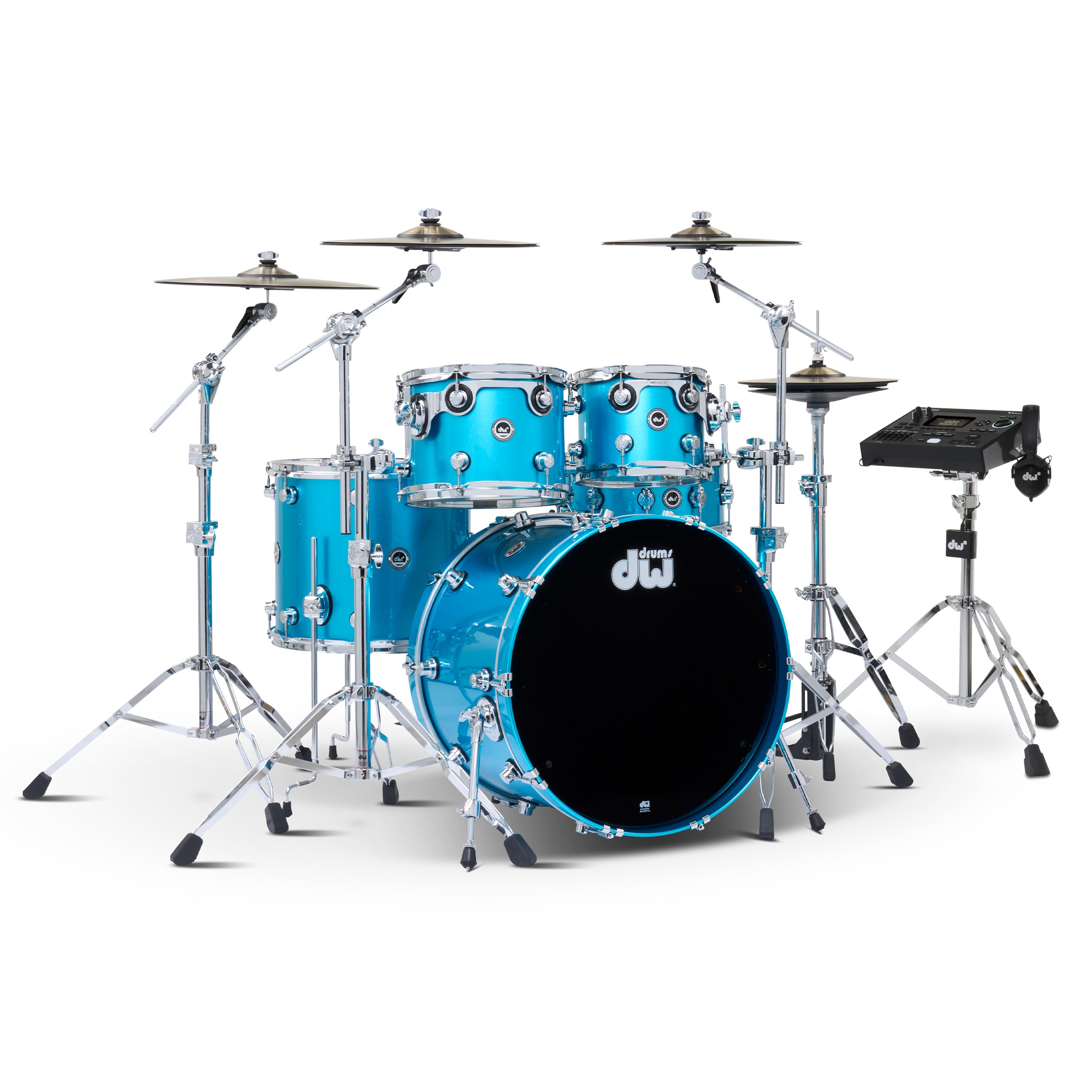 Drum Workshop DWe 5pc Kit with V51 Module and DWe Cymbals - Laser Blue Metallic, View 1