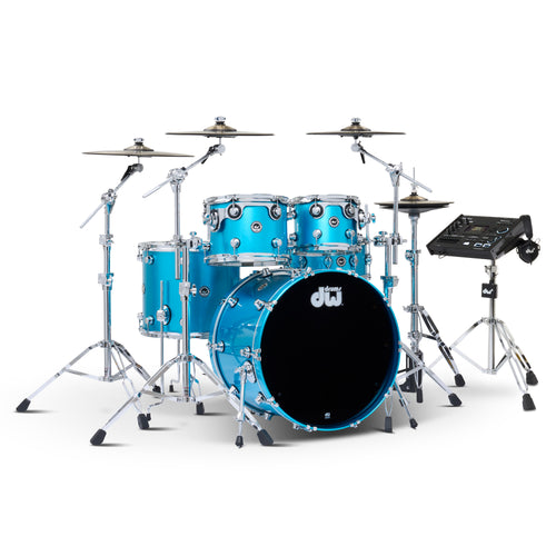 Drum Workshop DWe 5pc Kit with V71 Module and DWe Cymbals - Laser Blue Metallic, View 1