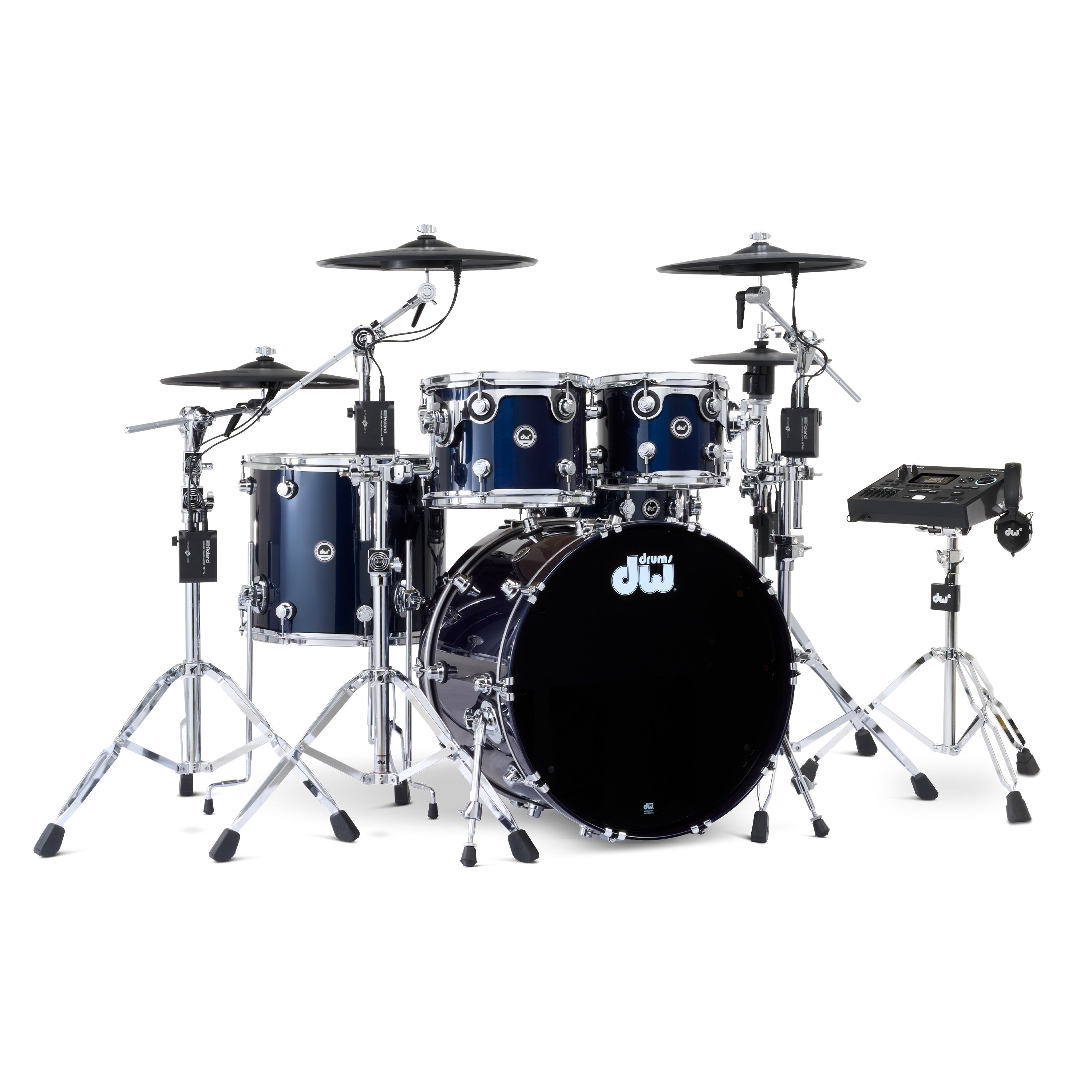 Drum Workshop DWe 5pc Kit with V51 Module and Roland Cymbals - Midnight Blue Metallic, View 1