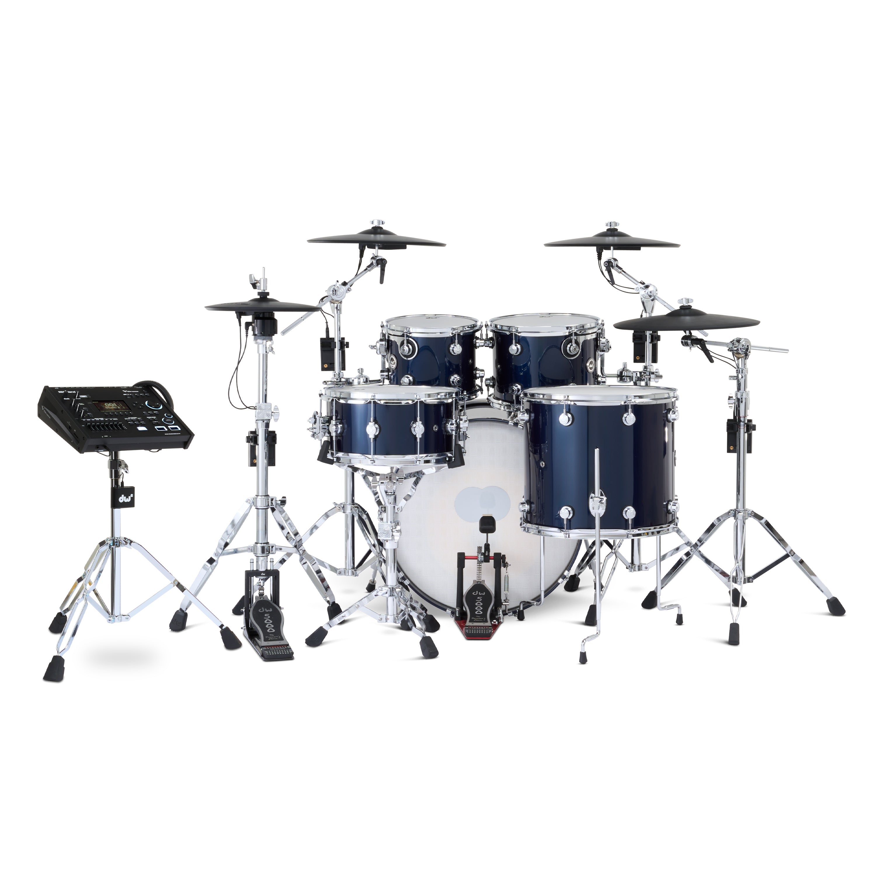 Drum Workshop DWe 5pc Kit with V71 Module and Roland Cymbals - Midnight Blue Metallic, View 2