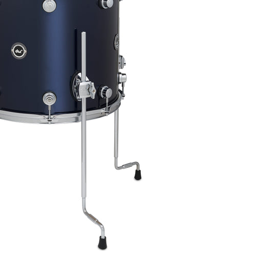 floor tom in midnight blue metallic finish with chrome hardware