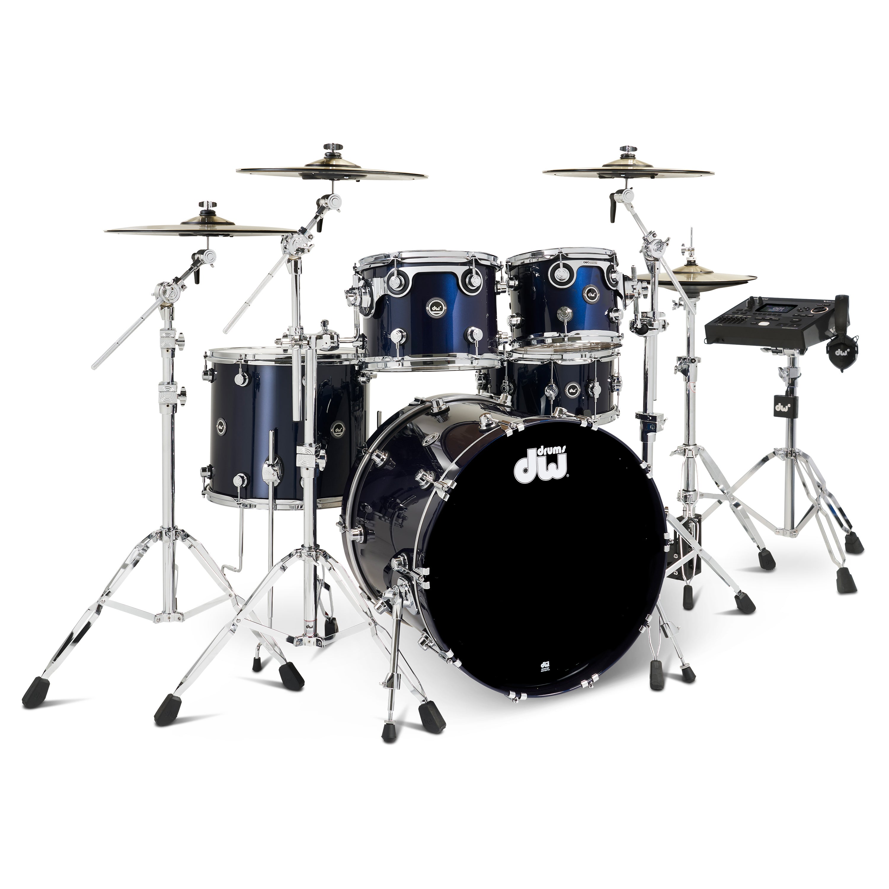 Drum Workshop DWe 5pc Kit with V51 Module and DWe Cymbals - Midnight Blue Metallic, View 1