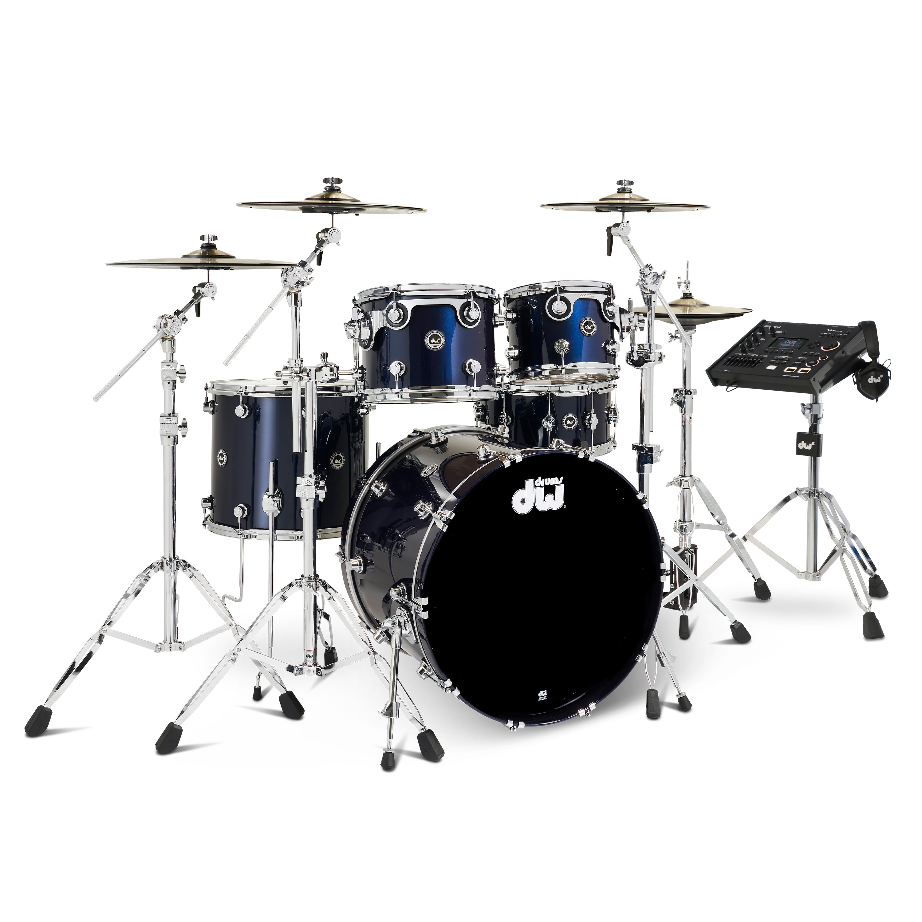 Drum Workshop DWe 5pc Kit with V71 Module and DWe Cymbals - Midnight Blue Metallic