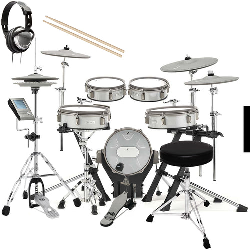 EFNOTE 3B Electronic Drum Set - White Sparkle DRUM ESSENTIALS BUNDLE