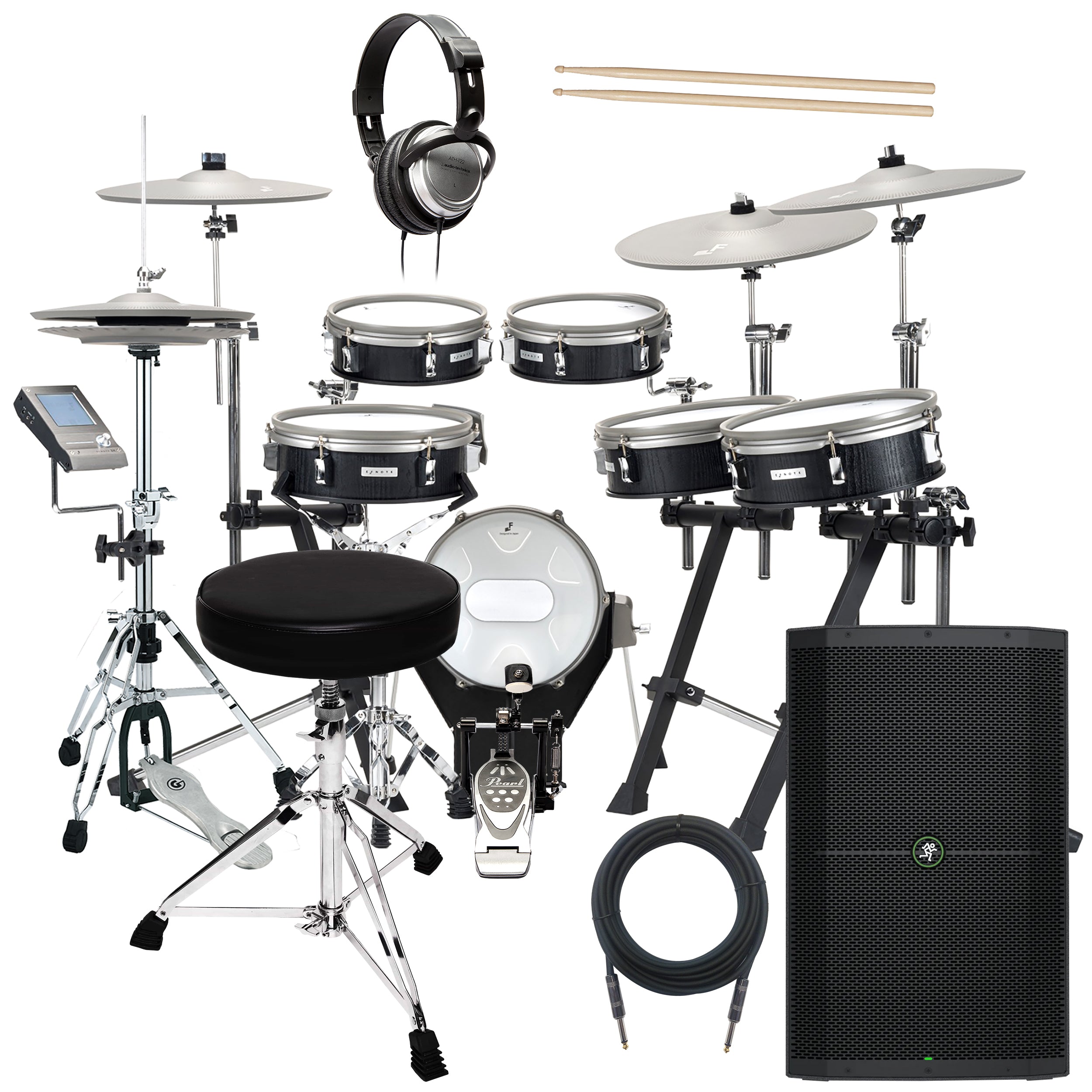 EFNOTE 3X Electronic Drum Set - Black Oak COMPLETE DRUM BUNDLE