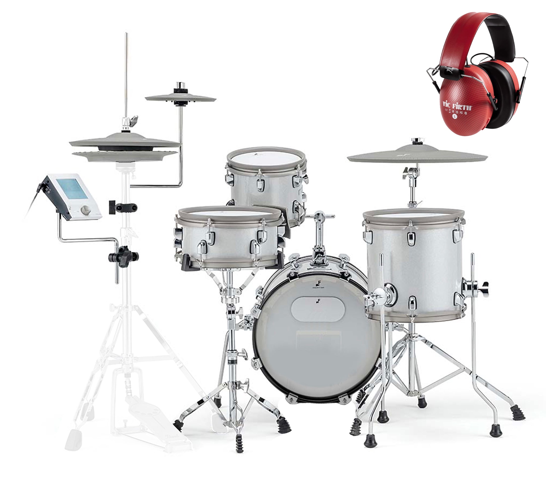 EFNOTE MINI Electronic Drum Set - White Sparkle BONUS PAK