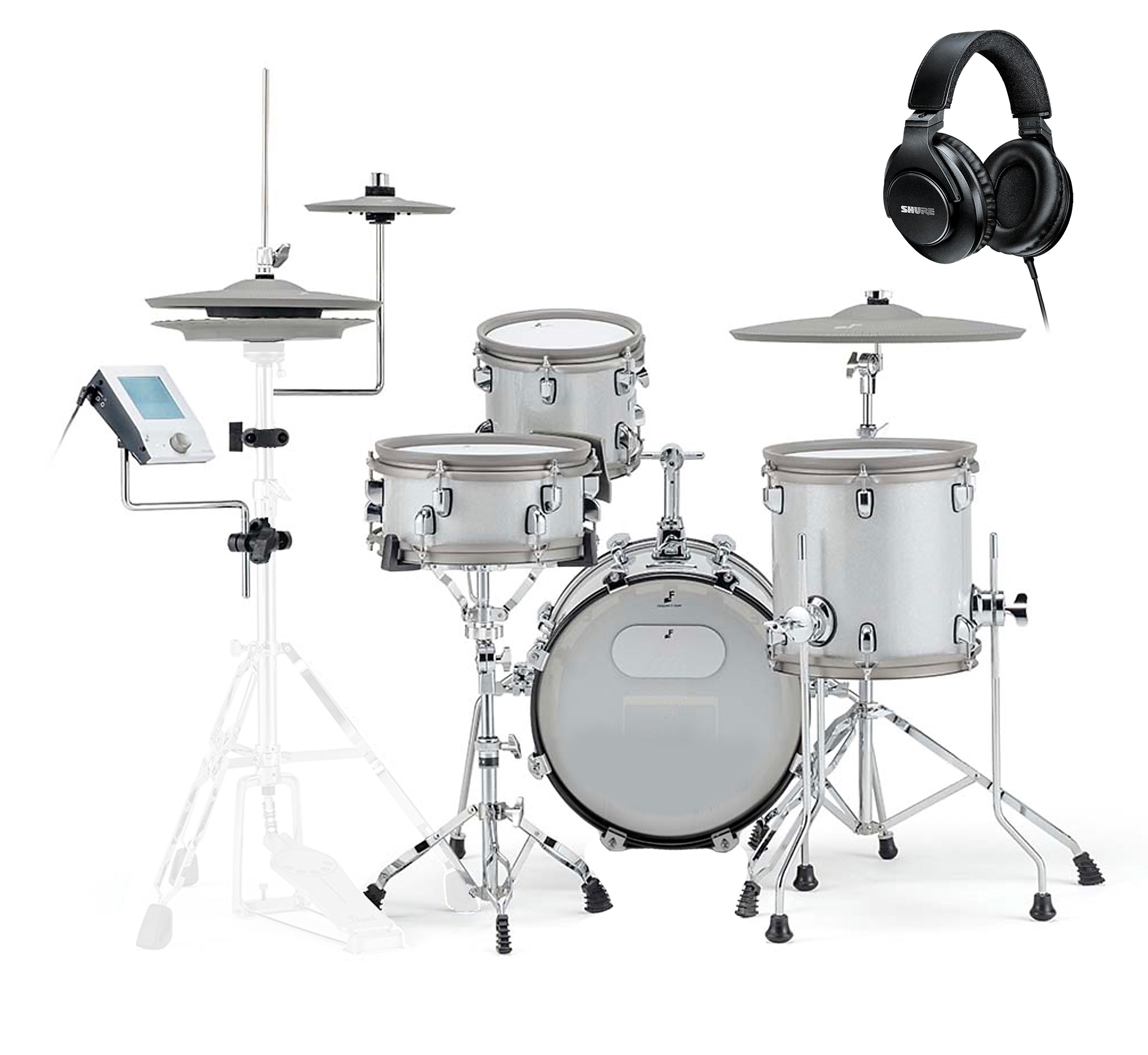 EFNOTE MINI Electronic Drum Set - White Sparkle BONUS PAK