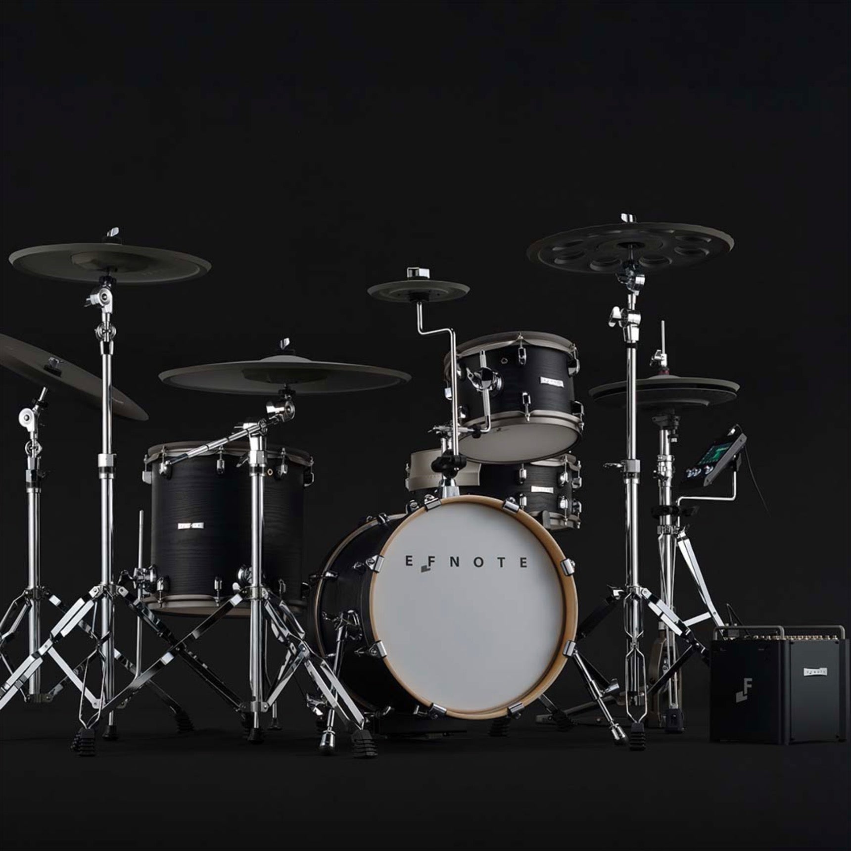 Drum set with 'EFNOTE' branding on a black background