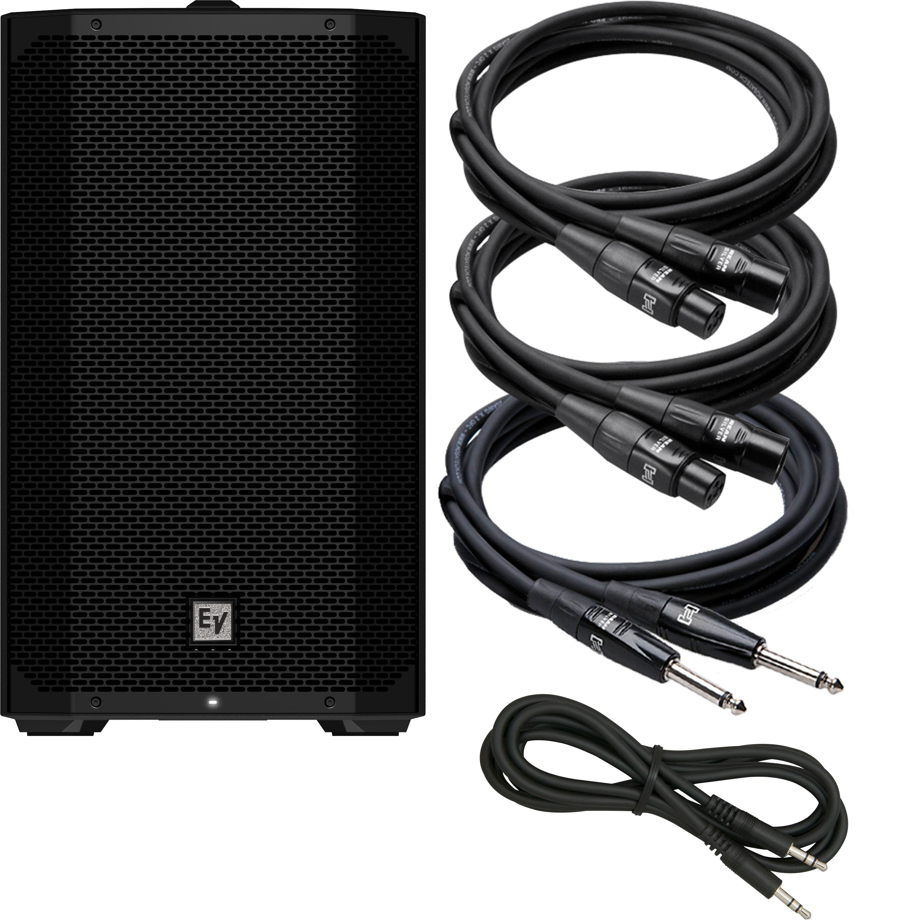 Collage image of the Electro-Voice EVERSE 12 12" Battery Powered Speaker - Black CABLE KIT