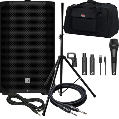 Collage image of the Electro-Voice EVERSE 12 12" Battery Powered Speaker - Black WIRELESS RIG