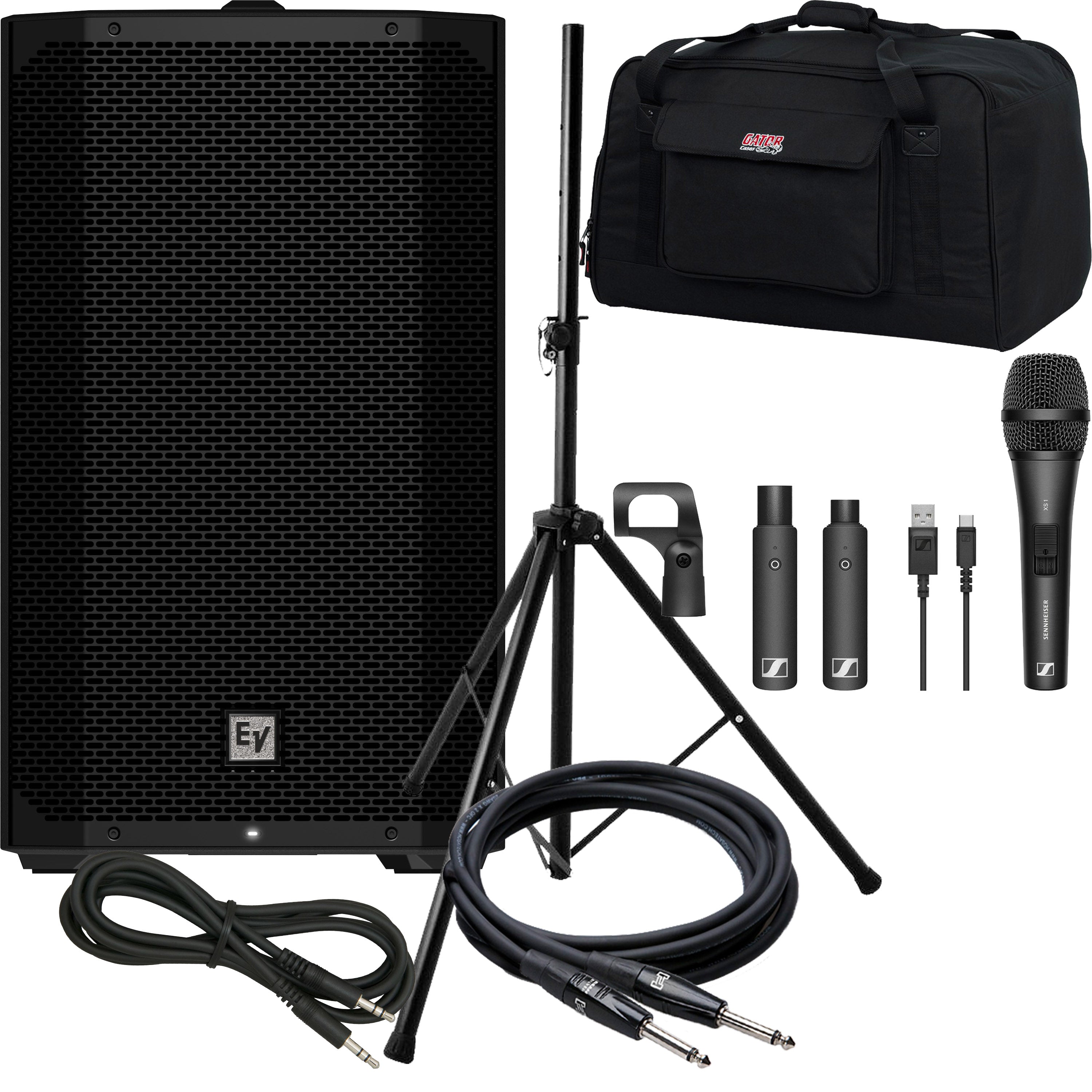 Collage image of the Electro-Voice EVERSE 12 12" Battery Powered Speaker - Black WIRELESS RIG