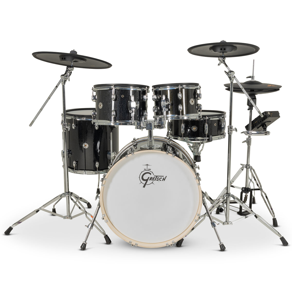 Gretsch Catalina EVO 5-piece electronic drum kit in Black Sparkle, front view
