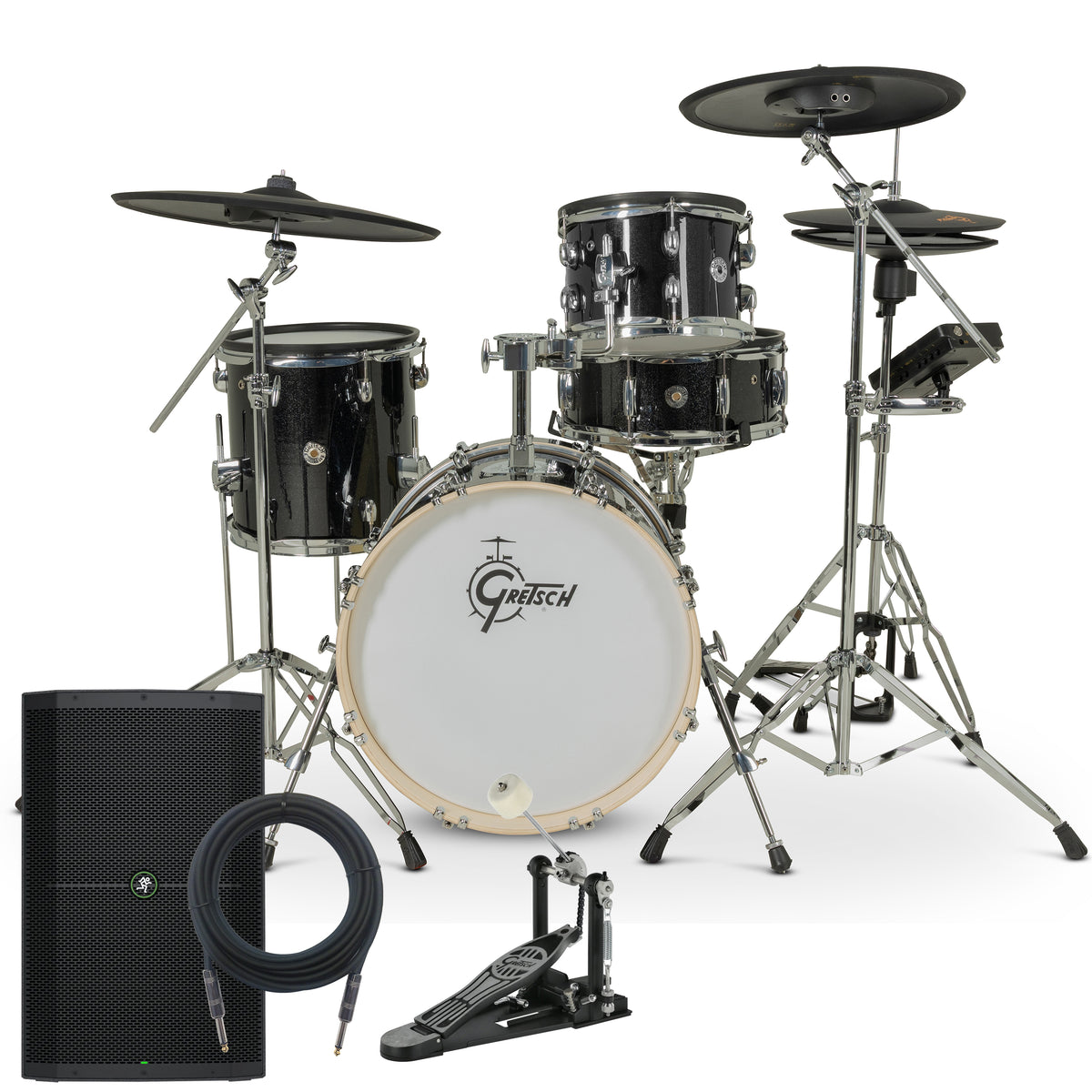Gretsch Drums Catalina EVO 4pc Electronic Drum Set - Black Sparkle MONITOR KIT