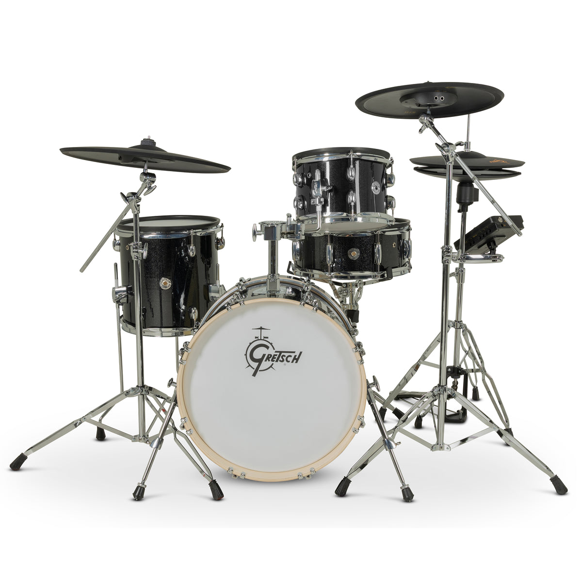 Gretsch Catalina EVO 4-piece electronic drum kit in Black Sparkle, front view