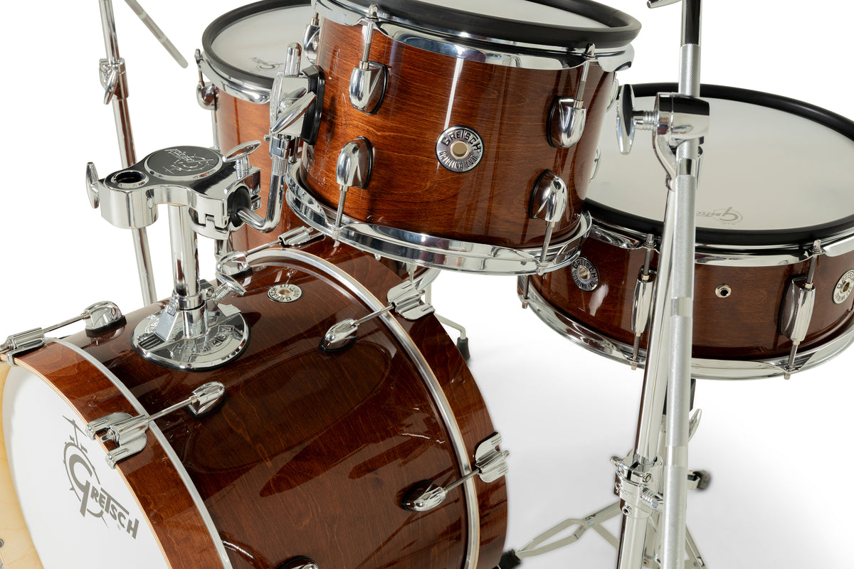 Gretsch Catalina EVO Walnut Glaze rack tom, snare and 18" bass drum with chrome tom mount
