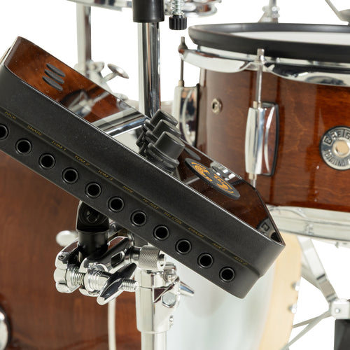 Gretsch Catalina EVO drum module trigger inputs labeled kick, snare, toms, ride, hi-hat, crash and aux
