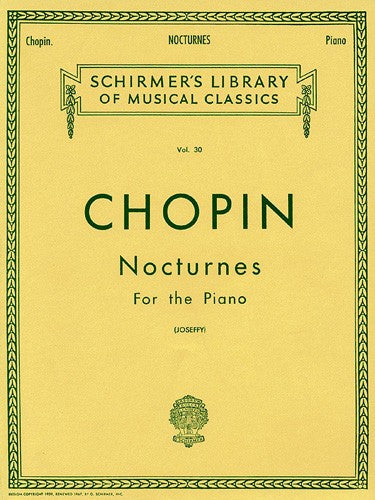 frederic chopin: nocturnes (schirmer vol. 30) - piano solo songbook