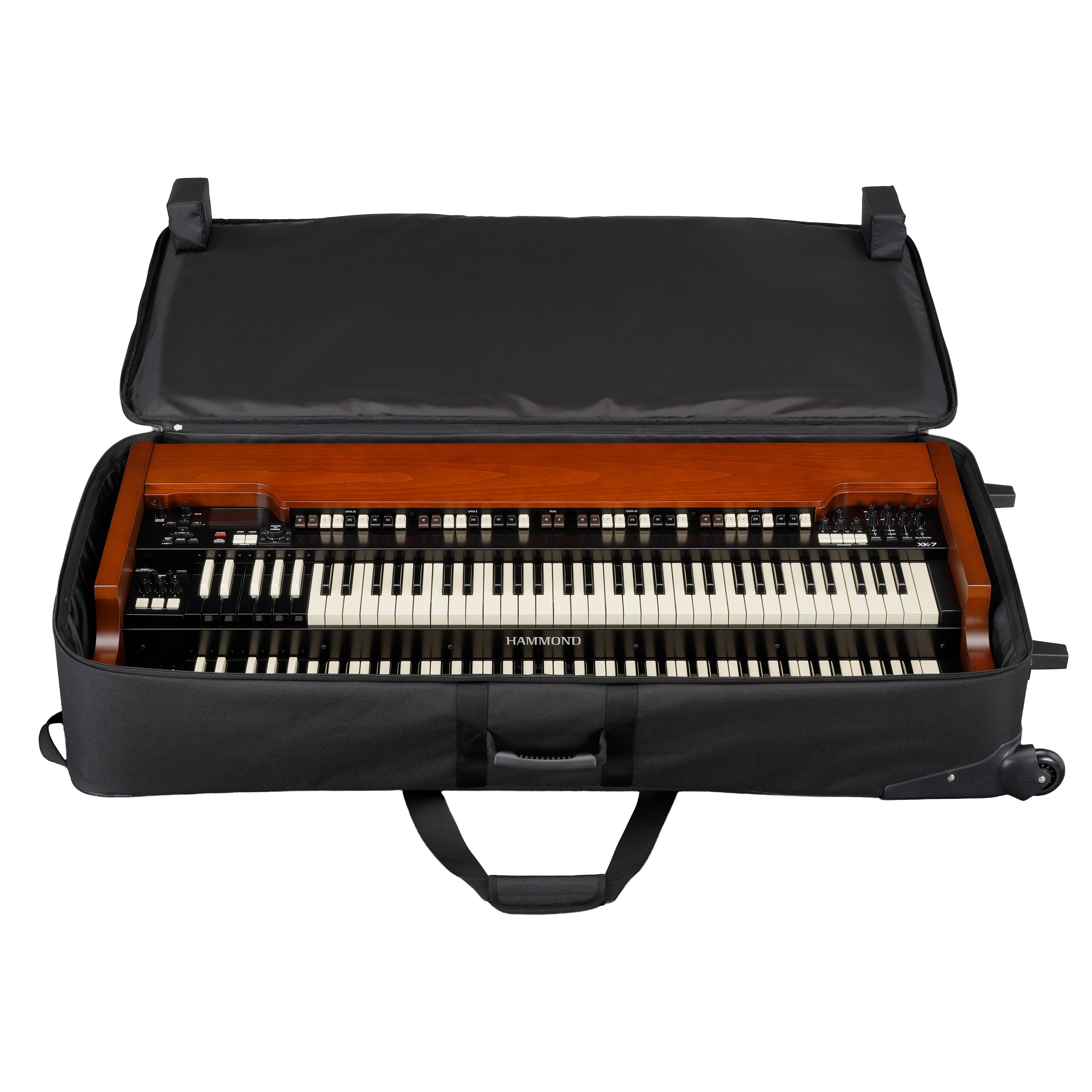 Hammond SCC-XKD Gig Bag shown open with XK-7D organ inside