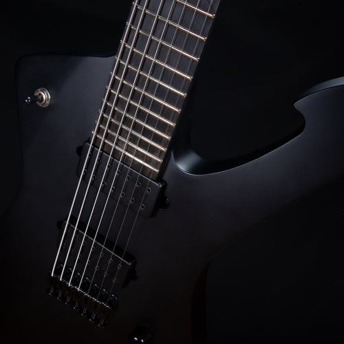 Ibanez ICTB721 Iceman Iron Label 7-String Electric Guitar - Black Flat view 5