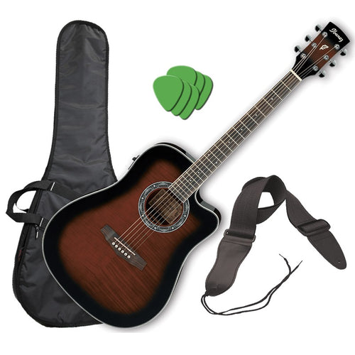 Ibanez PF28ECE Acoustic-Electric Guitar - Dark Violin Sunburst 