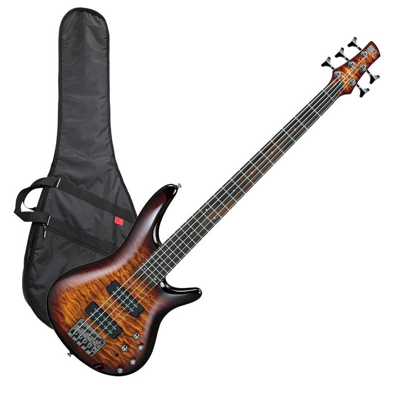Ibanez SR405EQM 5-String Bass Guitar - Dragon Eye Burst PERFORMER PAK