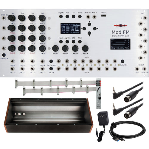 Collage showing components in JoMoX Mod FM 8-Voice 4-Operator FM Synthesizer STANDALONE RIG