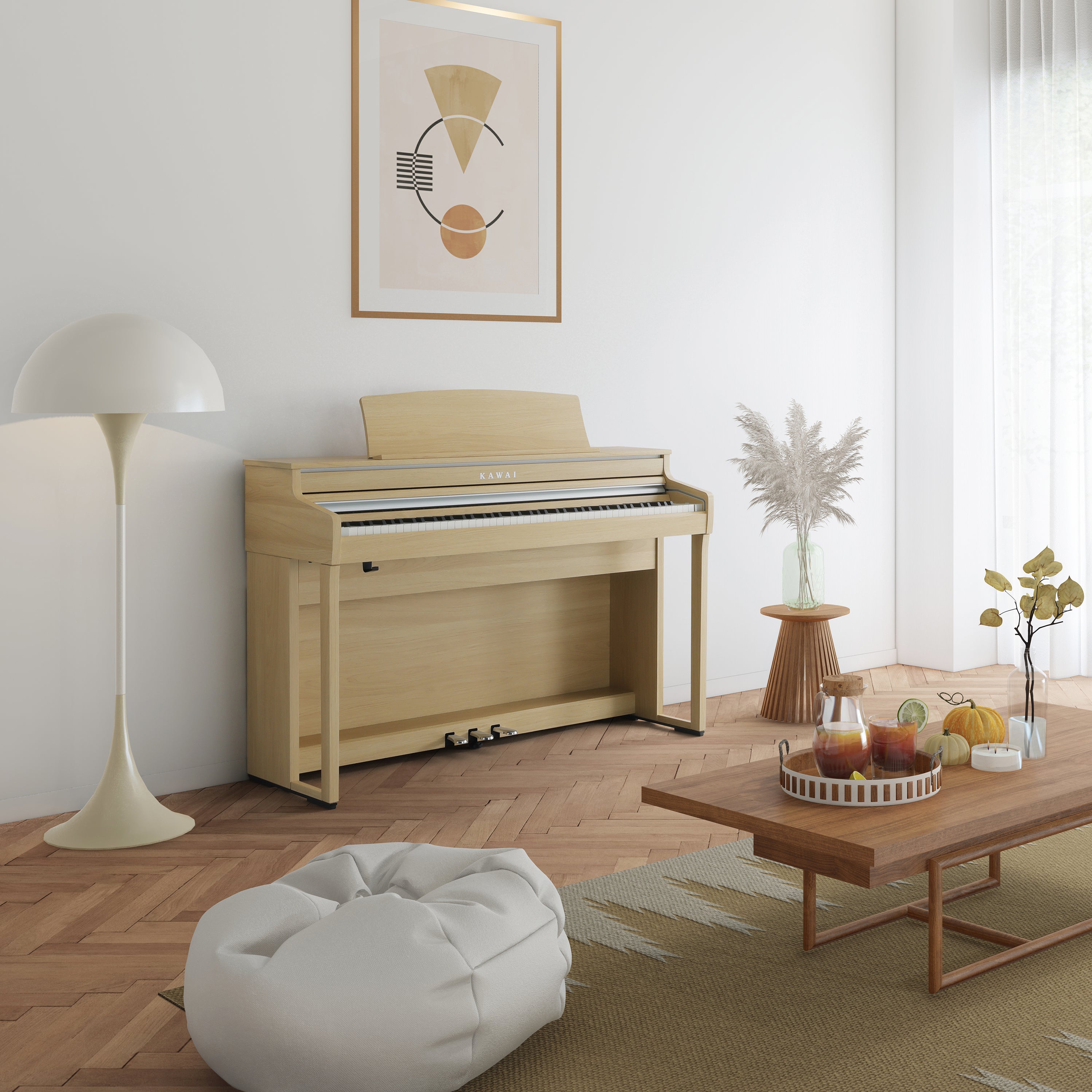 Kawai CA401 Concert Artist Digital Piano - Light Oak in a stylish room
