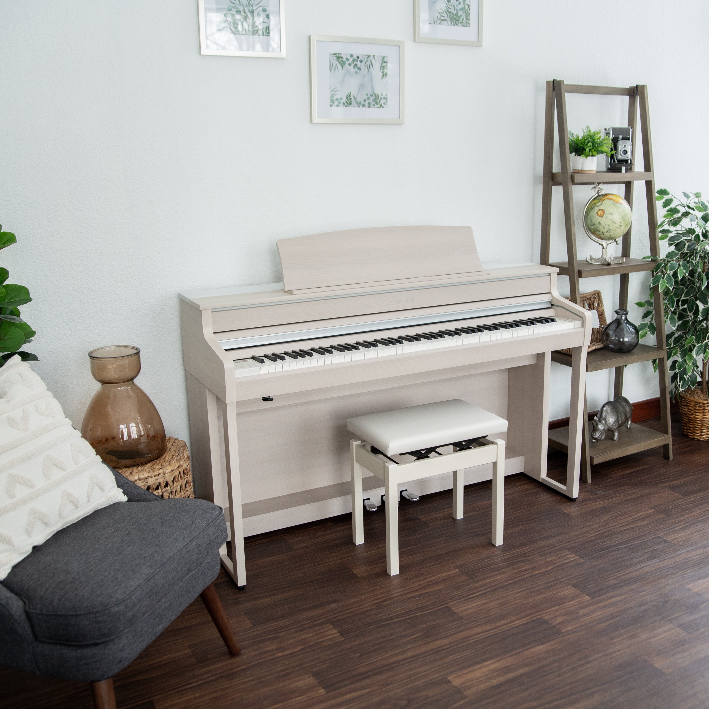 Kawai CA501 Concert Artist Digital Piano - White Maple - Angle view from the left