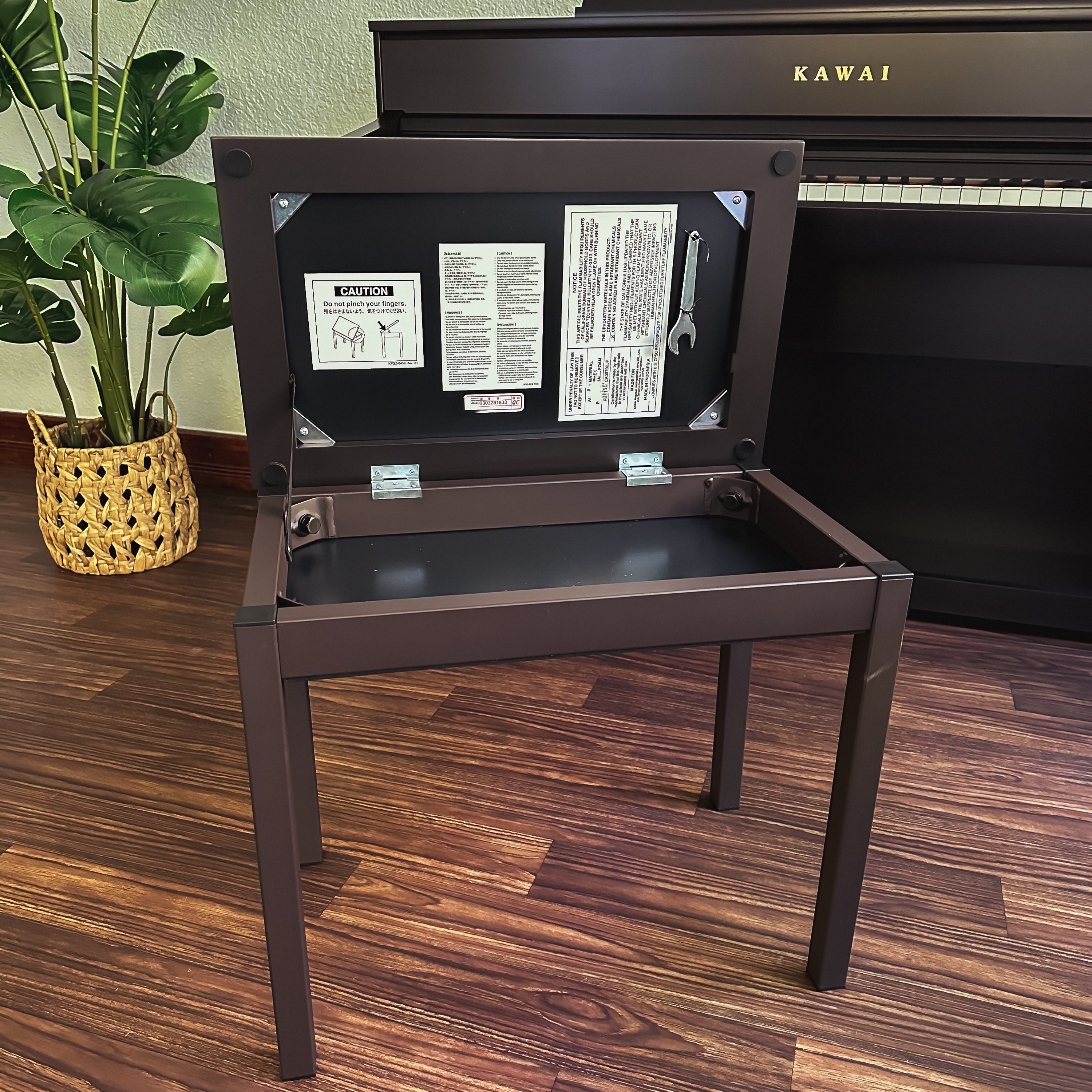 Kawai CA701 Digital Piano - Rosewood - bench open