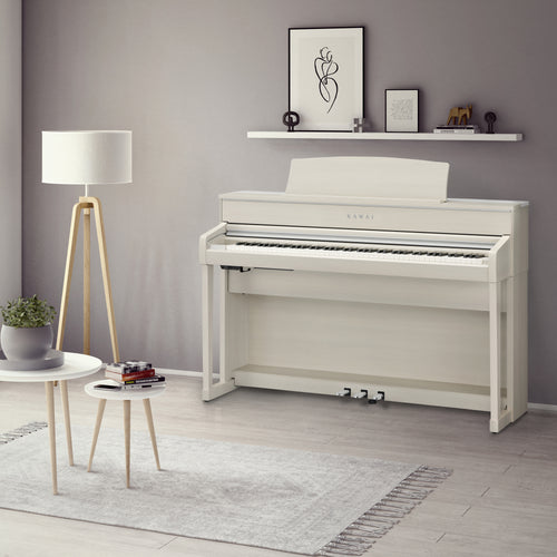 Kawai CA701 Digital Piano - Satin White - In a stylish living room