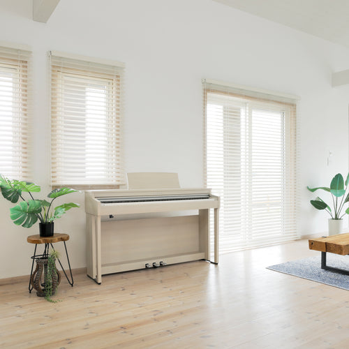 Kawai CN201 Digital Piano - White Maple in a stylish room